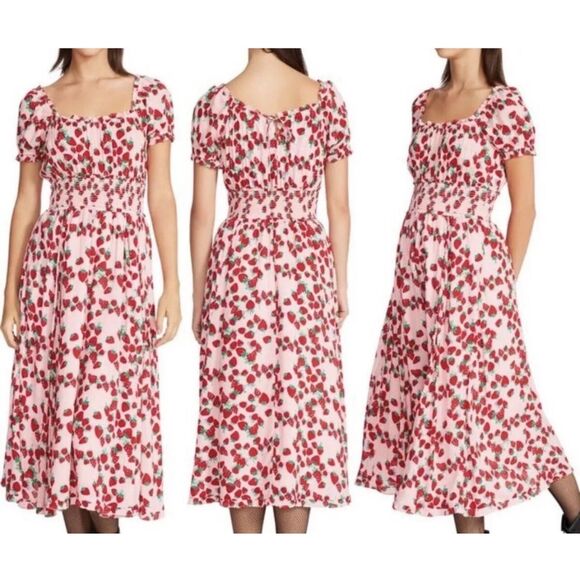 Betsey Johnson Strawberry Fields Praire Tiered Maxi Dress   Women's Size Large - Picture 1 of 9